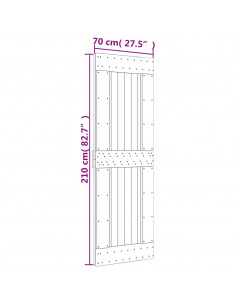 Porta Scorrevole con Set Hardware 70x210 cm Legno Massello Pino