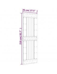 Porta Scorrevole con Set Hardware 70x210 cm Legno Massello Pino