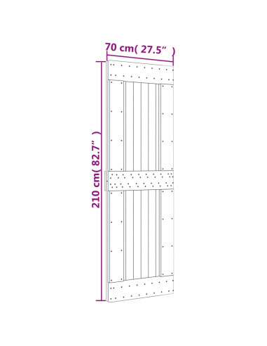 Porta Scorrevole con Set Hardware 70x210 cm Legno Massello Pino
