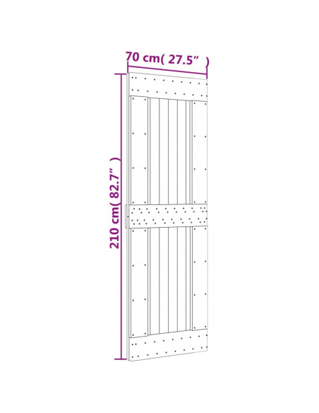 Porta Scorrevole con Set Hardware 70x210 cm Legno Massello Pino