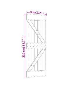 Porta Scorrevole con Set Hardware 70x210 cm Legno Massello Pino