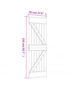 Porta Scorrevole con Set Hardware 70x210 cm Legno Massello Pino