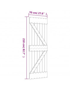 Porta Scorrevole con Set Hardware 70x210 cm Legno Massello Pino
