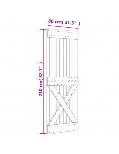 Porta Scorrevole con Set Hardware 80x210 cm Legno Massello Pino