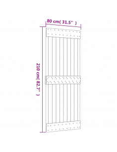Porta Scorrevole con Set Hardware 80x210 cm Legno Massello Pino