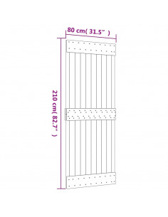 Porta Scorrevole con Set Hardware 80x210 cm Legno Massello Pino
