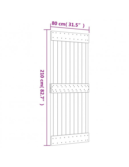 Porta Scorrevole con Set Hardware 80x210 cm Legno Massello Pino