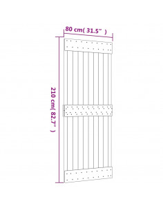 Porta Scorrevole con Set Hardware 80x210 cm Legno Massello Pino