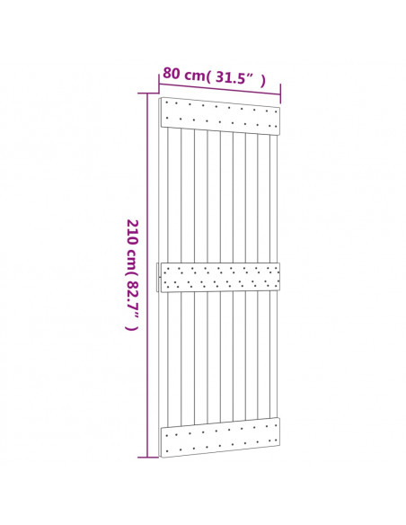 Porta Scorrevole con Set Hardware 80x210 cm Legno Massello Pino