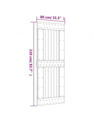 Porta Scorrevole con Set Hardware 80x210 cm Legno Massello Pino