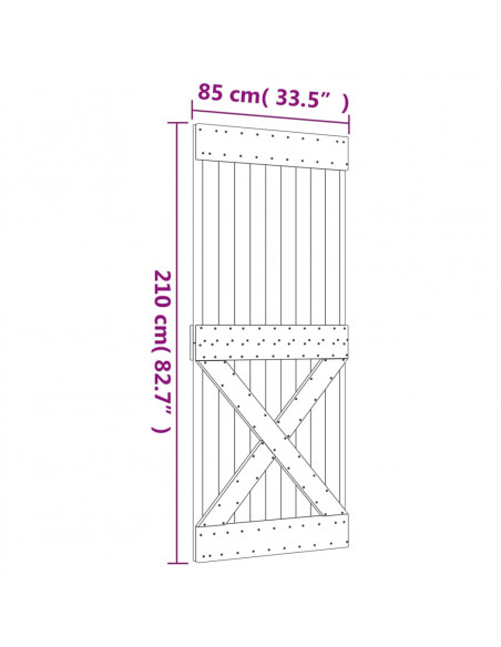 Porta Scorrevole con Set Hardware 85x210 cm Legno Massello Pino