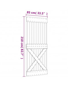 Porta Scorrevole con Set Hardware 85x210 cm Legno Massello Pino