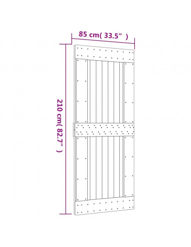 Porta Scorrevole con Set Hardware 85x210 cm Legno Massello Pino