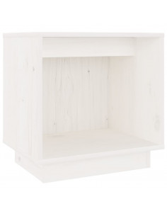 Comodino Bianco 40x30x40 cm in Legno Massello di Pino 2