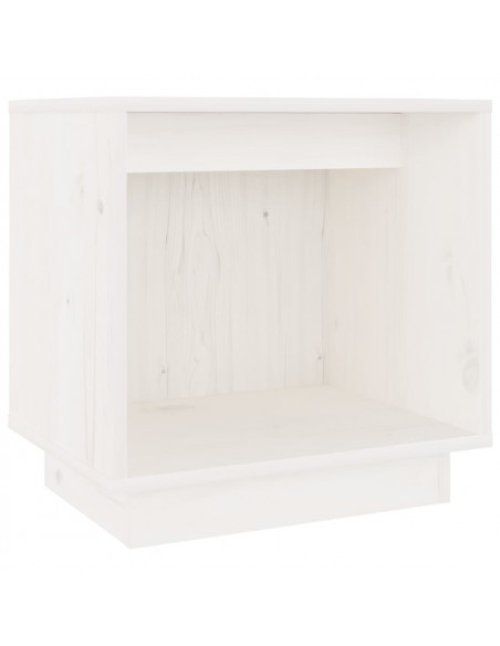 Comodino Bianco 40x30x40 cm in Legno Massello di Pino