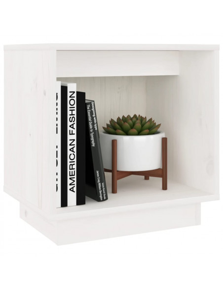 Comodino Bianco 40x30x40 cm in Legno Massello di Pino