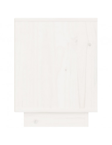 Comodino Bianco 40x30x40 cm in Legno Massello di Pino