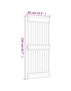 Porta Scorrevole con Set Hardware 85x210 cm Legno Massello Pino