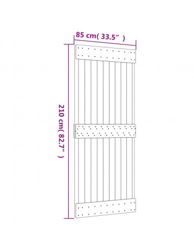 Porta Scorrevole con Set Hardware 85x210 cm Legno Massello Pino