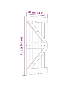 Porta Scorrevole con Set Hardware 85x210 cm Legno Massello Pino