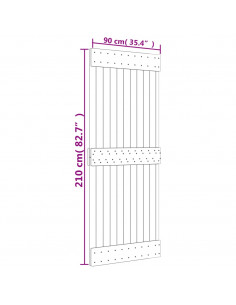 Porta Scorrevole con Set Hardware 90x210 cm Legno Massello Pino