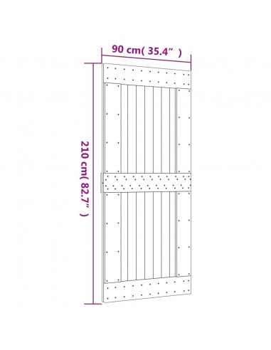 Porta Scorrevole con Set Hardware 90x210 cm Legno Massello Pino