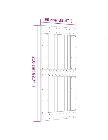 Porta Scorrevole con Set Hardware 90x210 cm Legno Massello Pino