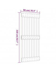 Porta Scorrevole con Set Hardware 90x210 cm Legno Massello Pino