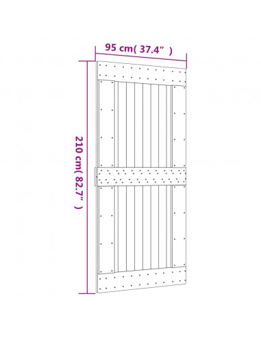 Porta Scorrevole con Set Hardware 95x210 cm Legno Massello Pino