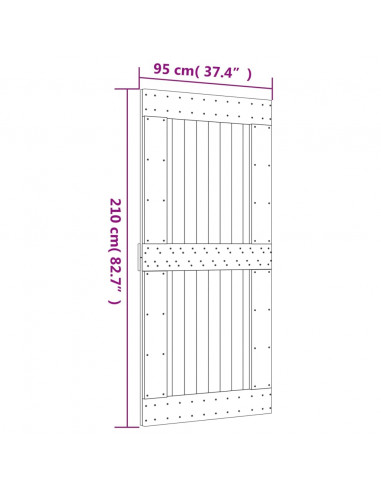 Porta Scorrevole con Set Hardware 95x210 cm Legno Massello Pino