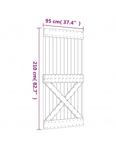Porta Scorrevole con Set Hardware 95x210 cm Legno Massello Pino
