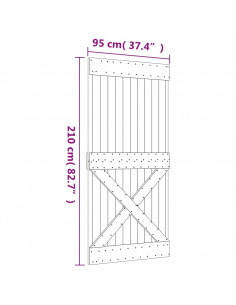 Porta Scorrevole con Set Hardware 95x210 cm Legno Massello Pino