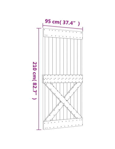 Porta Scorrevole con Set Hardware 95x210 cm Legno Massello Pino