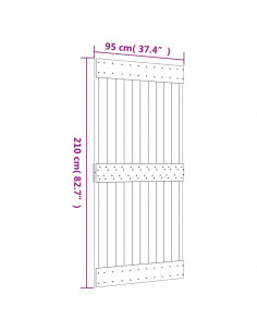 Porta Scorrevole con Set Hardware 95x210 cm Legno Massello Pino