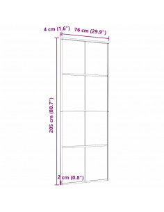 Porta Scorrevole in Alluminio e Vetro ESG 76x205 cm Nera