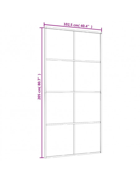 Porta Scorrevole in Vetro ESG e Alluminio 102,5x205 cm Bianca