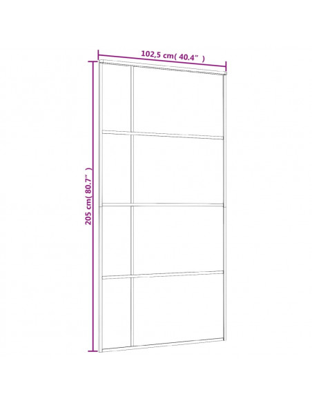 Porta Scorrevole in Vetro ESG e Alluminio 102,5x205 cm Bianca
