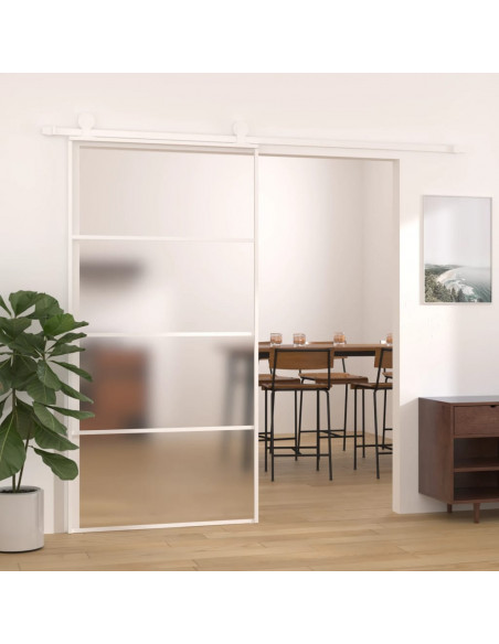 Porta Scorrevole in Vetro ESG e Alluminio 102,5x205 cm Bianca