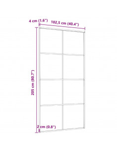 Porta Scorrevole in Vetro ESG e Alluminio 102,5x205 cm Nera