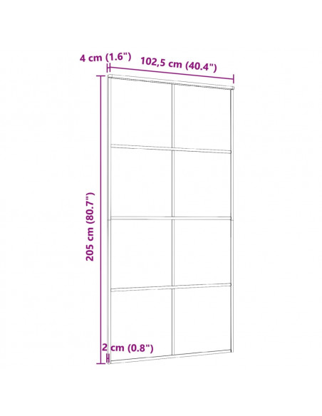 Porta Scorrevole in Vetro ESG e Alluminio 102,5x205 cm Nera