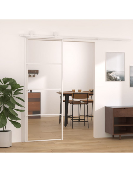 Porta Scorrevole in Vetro ESG e Alluminio 76x205 cm Bianca