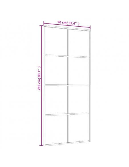 Porta Scorrevole in Vetro ESG e Alluminio 90x205 cm Bianca