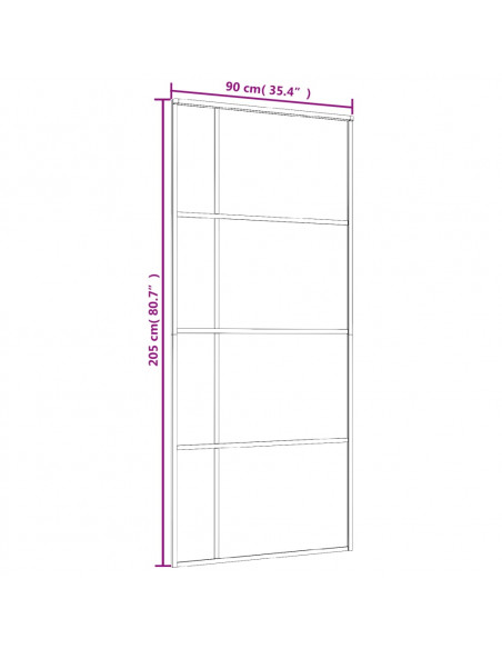 Porta Scorrevole in Vetro ESG e Alluminio 90x205 cm Nera