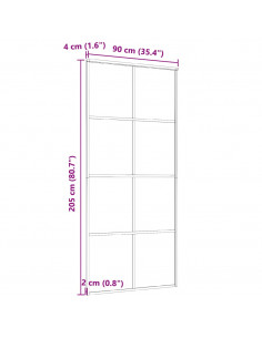 Porta Scorrevole in Vetro ESG e Alluminio 90x205 cm Nera
