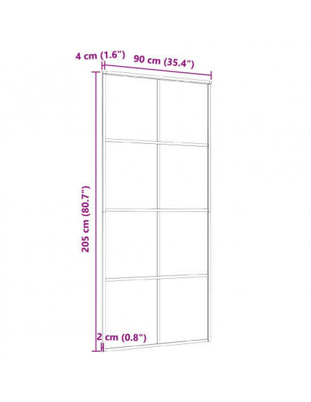 Porta Scorrevole in Vetro ESG e Alluminio 90x205 cm Nera