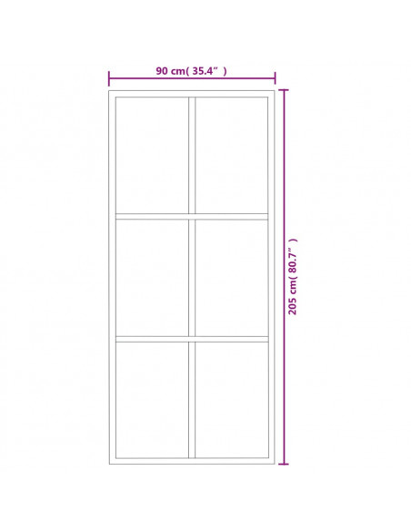 Porta Scorrevole in Vetro ESG e Alluminio 90x205 cm Nera