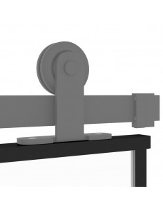 Porta Scorrevole Nera 102,5x205 cm Vetro Temperato e Alluminio