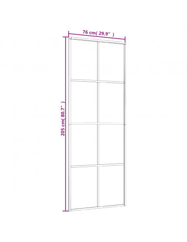 Porta Scorrevole Nera 76x205 cm in Vetro ESG e Alluminio