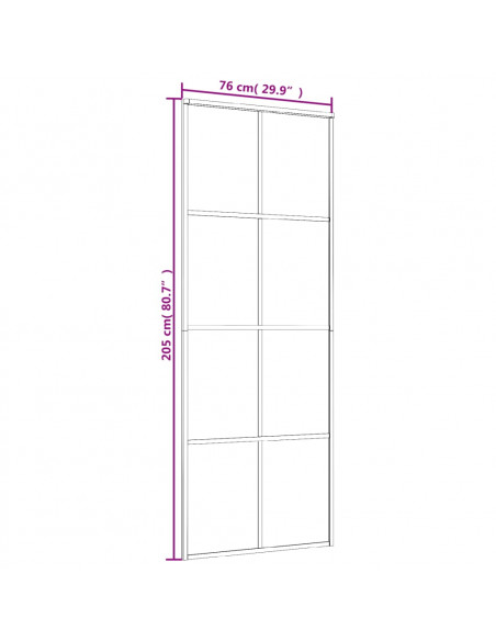 Porta Scorrevole Nera 76x205 cm in Vetro ESG e Alluminio