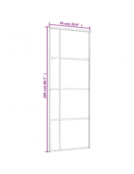 Porta Scorrevole Smerigliato ESG Vetro Alluminio 76x205 cm Nera